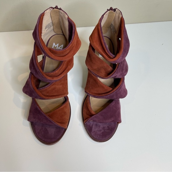 MADE red strappy block heel sandal shoes - Picture 2 of 8